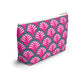 Mahjong Tile & Accessory Bag (T-bottom). Unique Colorful Mahjongg Accessory Pouch Large Enough for Tile Sets. Pink and Green Pattern.