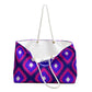 Mahjong Tote Bag. Oversize Carrying Bag to Hold Your Mahjongg Tiles, Mah Jongg Accessories and More. Purple IKAT Pattern.