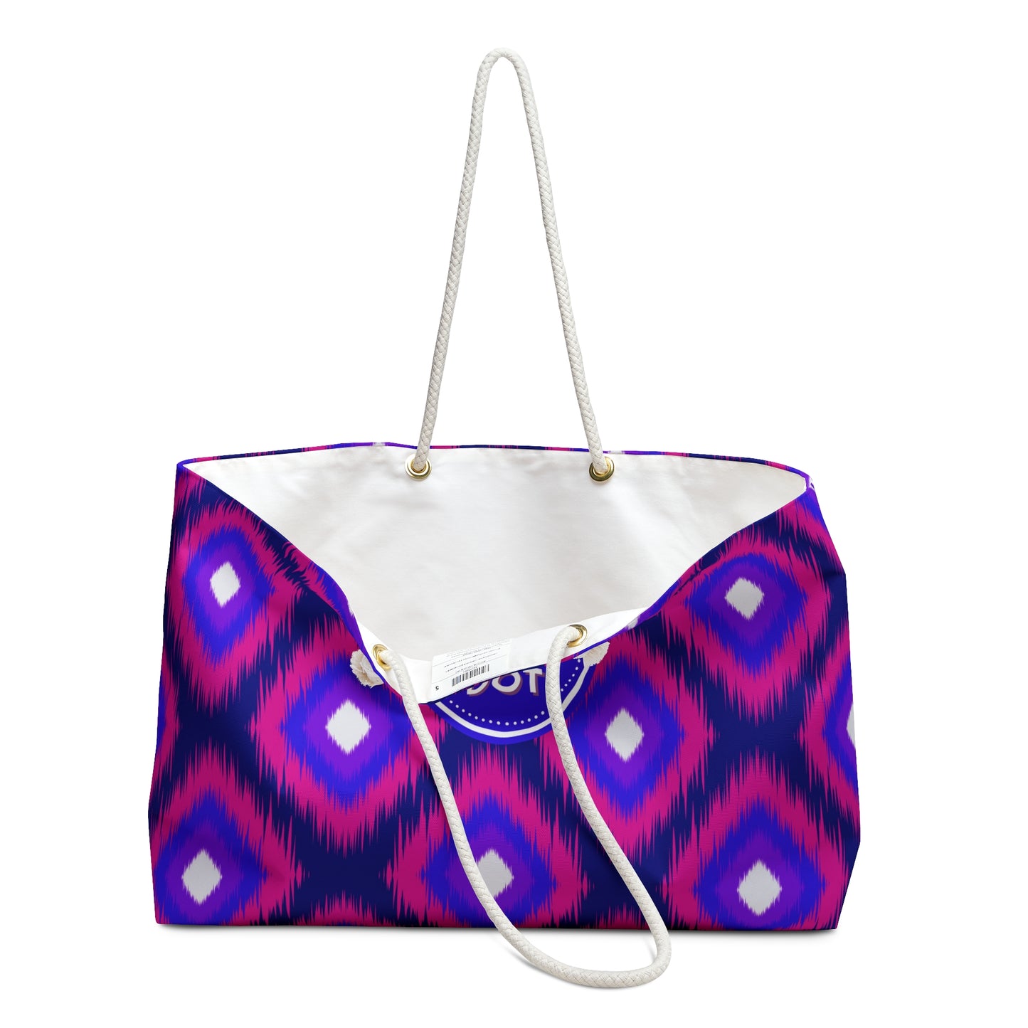 Mahjong Tote Bag. Oversize Carrying Bag to Hold Your Mahjongg Tiles, Mah Jongg Accessories and More. Purple IKAT Pattern.
