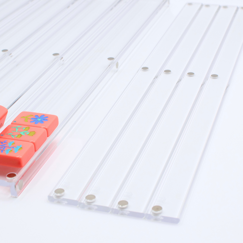 Classic Acrylic Mahjong Racks (Clear, 20" each, Set of 4)  |  Sturdy Design, Strong Magnets, Excellent Tile Angle  |  For Tiles 1.5"x1" or smaller