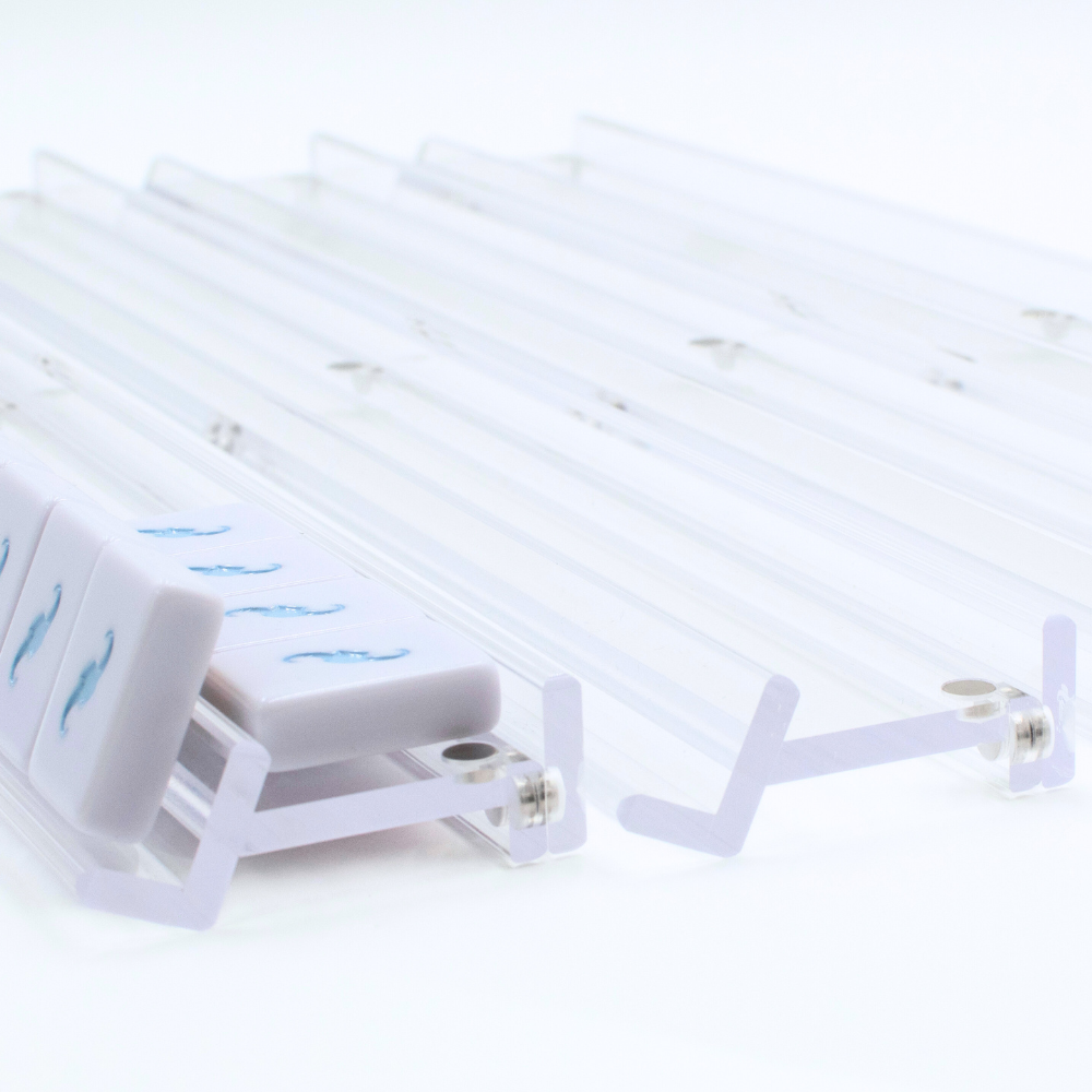 Classic Acrylic Mahjong Racks (Clear, 20" each, Set of 4)  |  Sturdy Design, Strong Magnets, Excellent Tile Angle  |  For Tiles 1.5"x1" or smaller