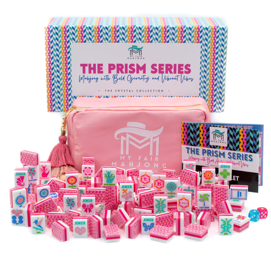 Crystal Prism Pink | Mahjong with Bold Angles and Vibrant Vibes | Clear Top with Colorful Pattern and Layers
