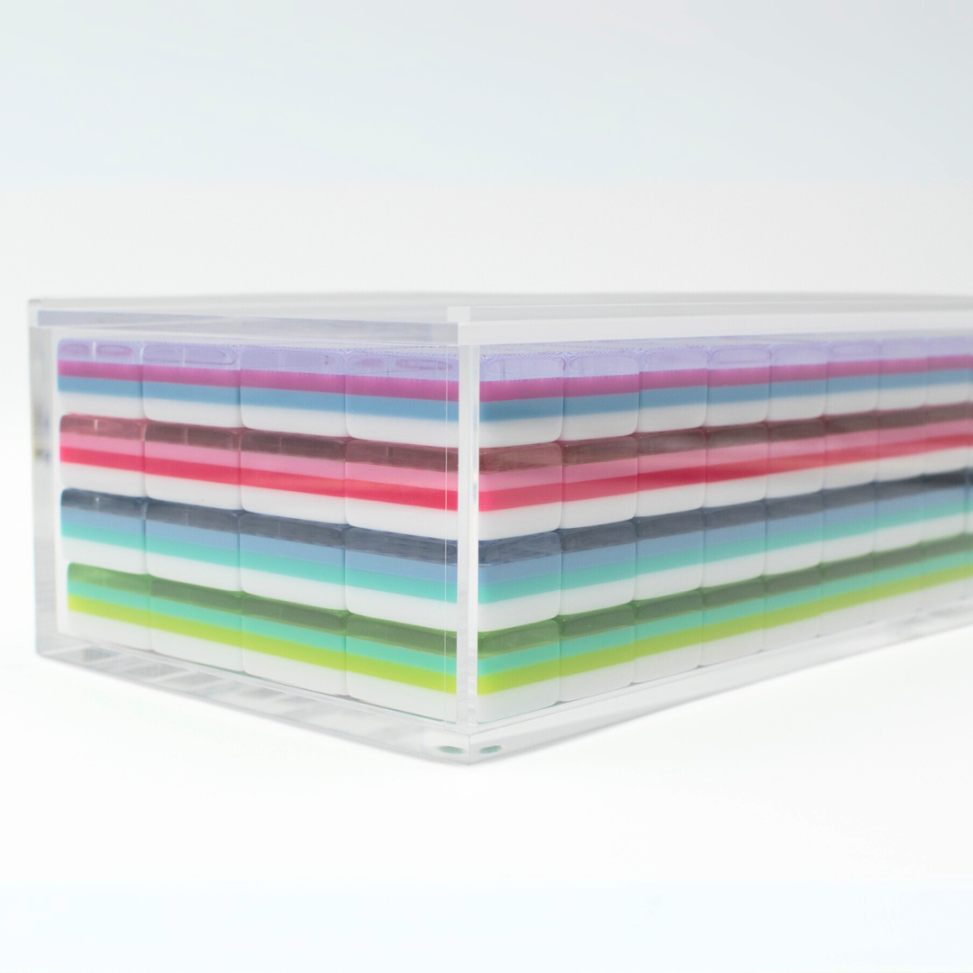 Mahjong Acrylic Display Box (Clear, for Crystal Collection)  |  Sliding Lid  |  For Tile Size 1.25" x 0.9" x 0.7"