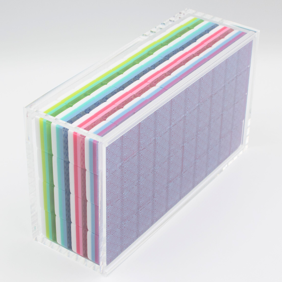 Mahjong Acrylic Display Box (Clear, for Crystal Collection)  |  Sliding Lid  |  For Tile Size 1.25" x 0.9" x 0.7"