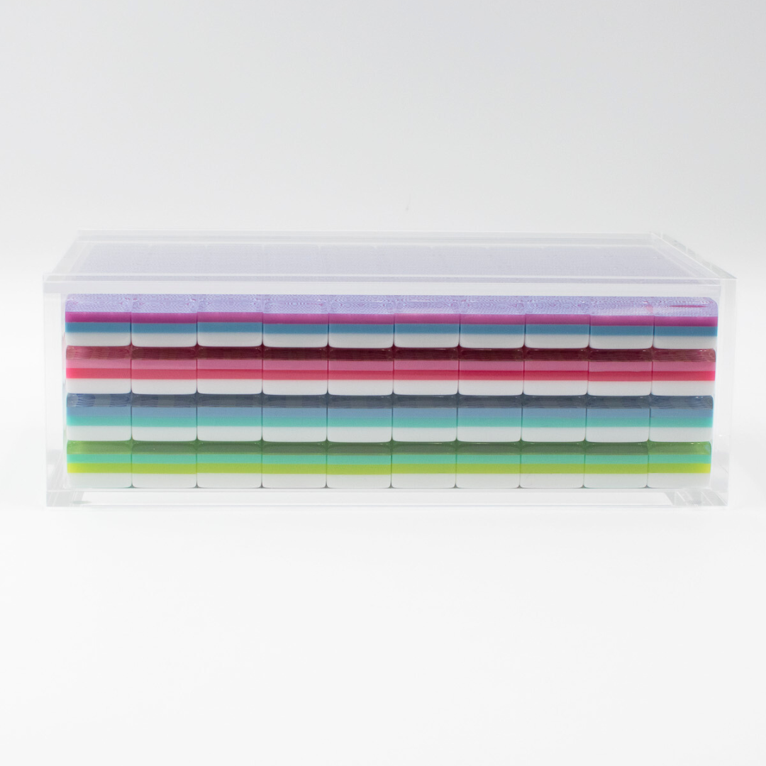 Mahjong Acrylic Display Box (Clear, for Crystal Collection)  |  Sliding Lid  |  For Tile Size 1.25" x 0.9" x 0.7"