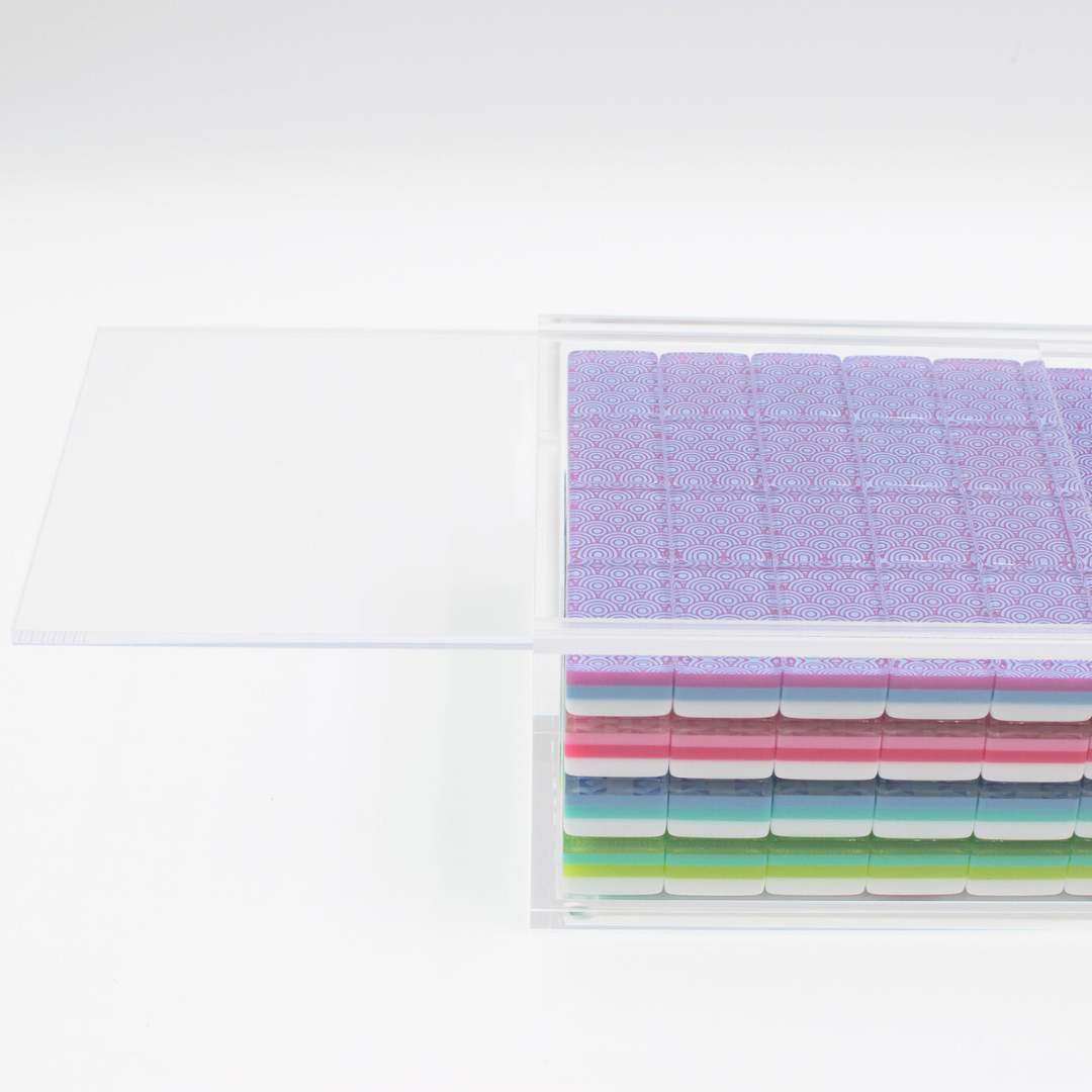 Mahjong Acrylic Display Box (Clear, for Crystal Collection)  |  Sliding Lid  |  For Tile Size 1.25" x 0.9" x 0.7"