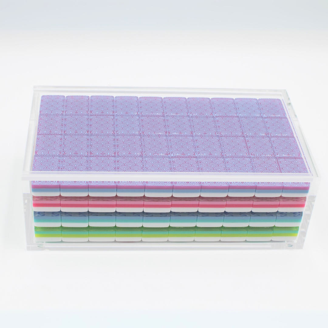 Mahjong Acrylic Display Box (Clear, for Crystal Collection)  |  Sliding Lid  |  For Tile Size 1.25" x 0.9" x 0.7"