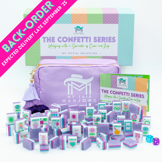 (BACK-ORDER) Crystal Confetti Purple | Mahjong with a Sprinkle of Color and Joy | Clear Top with Colorful Pattern and Layers