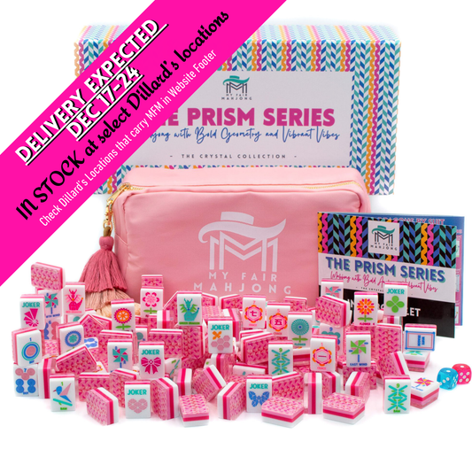 (BACK-ORDER) Crystal Prism Pink | Mahjong with Bold Angles and Vibrant Vibes | Clear Top with Colorful Pattern and Layers