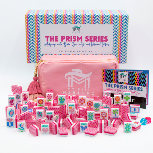 Crystal Prism Pink | Mahjong with Bold Angles and Vibrant Vibes | Clear Top with Colorful Pattern and Layers
