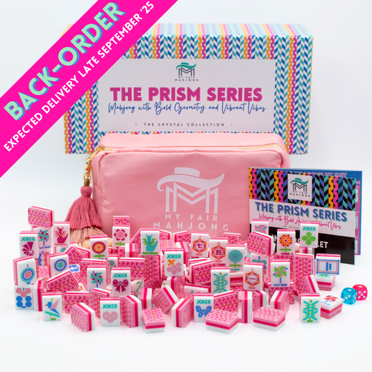 (BACK-ORDER) Crystal Prism Pink | Mahjong with Bold Angles and Vibrant Vibes | Clear Top with Colorful Pattern and Layers