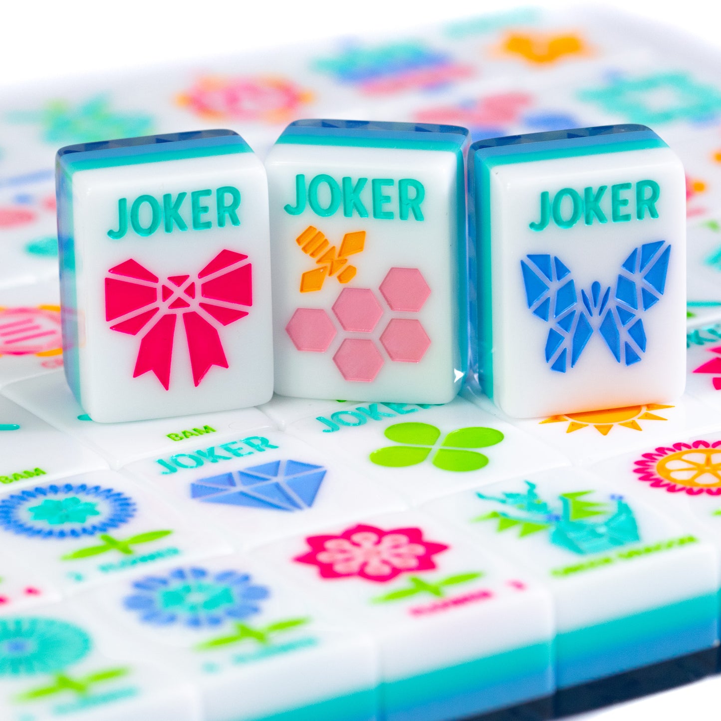 Crystal Prism Blue | Mahjong with Bold Angles and Vibrant Vibes | Clear Top with Colorful Pattern and Layers