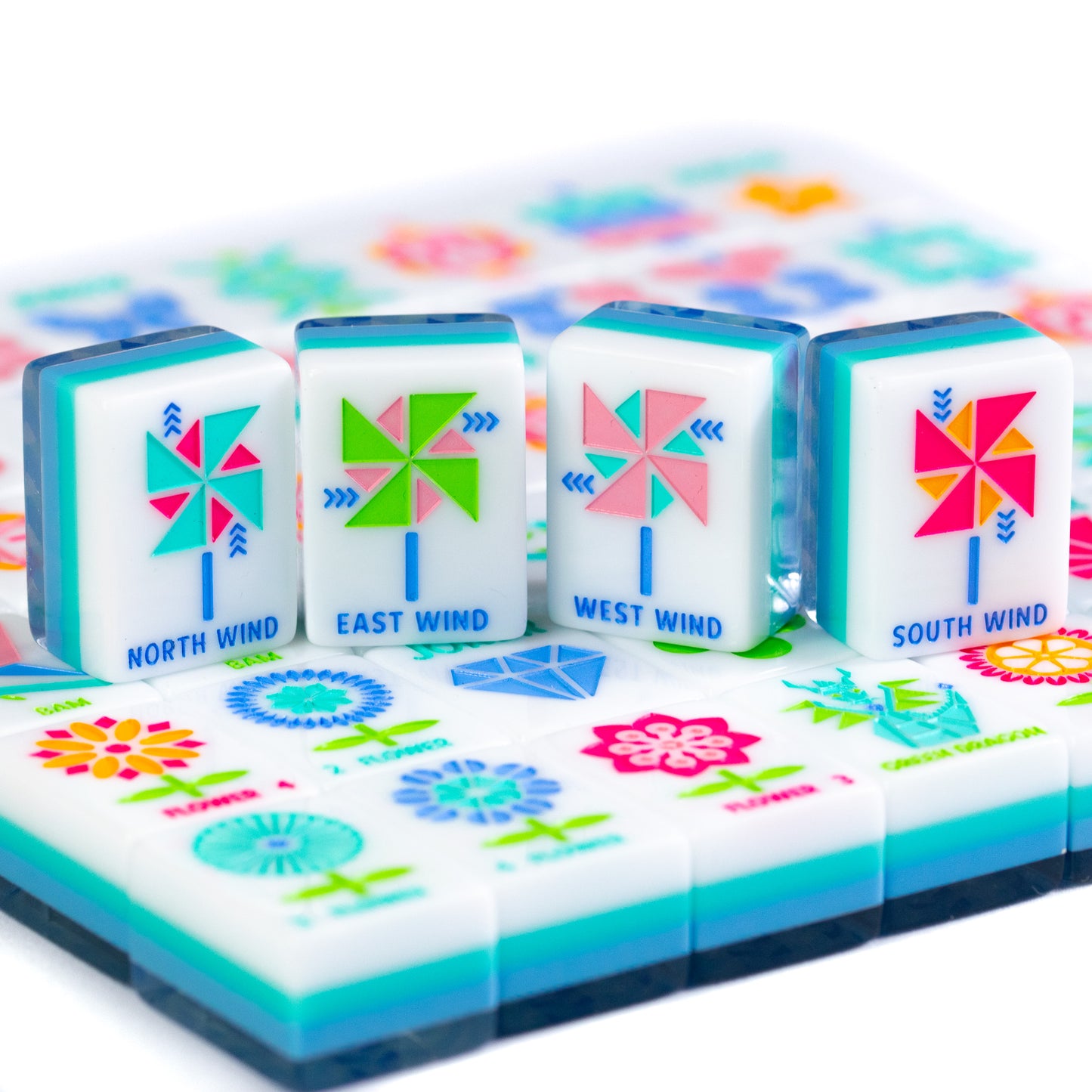 Crystal Prism Blue | Mahjong with Bold Angles and Vibrant Vibes | Clear Top with Colorful Pattern and Layers