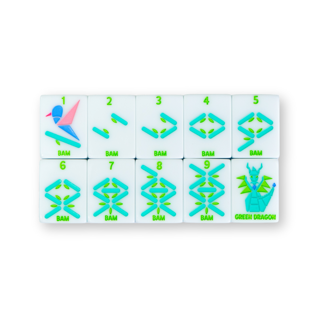 Crystal Prism Blue | Mahjong with Bold Angles and Vibrant Vibes | Clear Top with Colorful Pattern and Layers