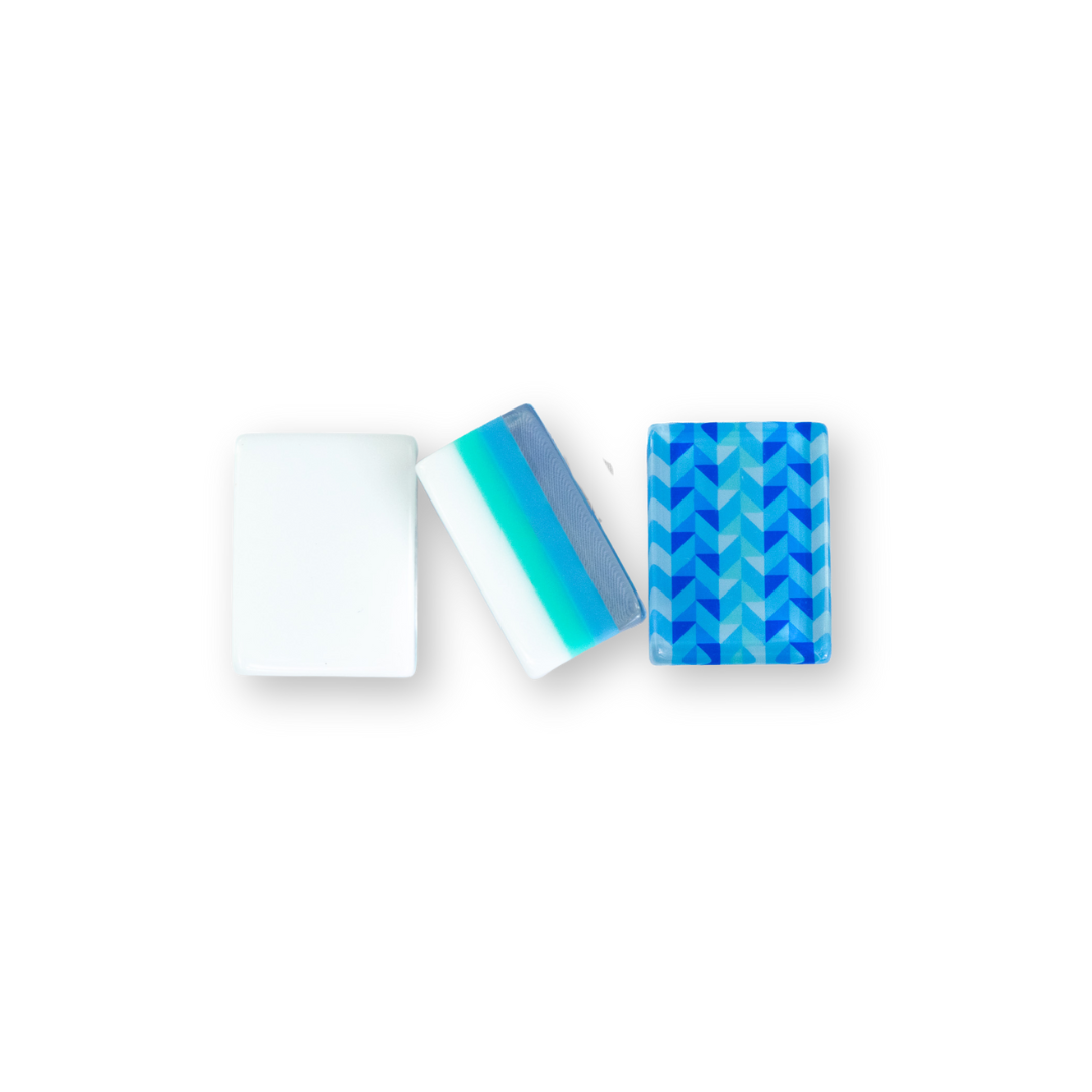 Crystal Prism Blue | Mahjong with Bold Angles and Vibrant Vibes | Clear Top with Colorful Pattern and Layers
