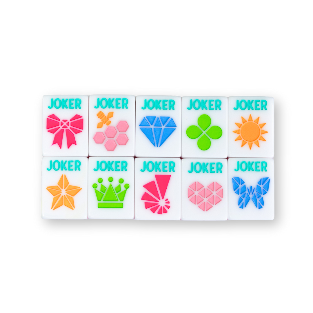 Crystal Prism Pink | Mahjong with Bold Angles and Vibrant Vibes | Clear Top with Colorful Pattern and Layers