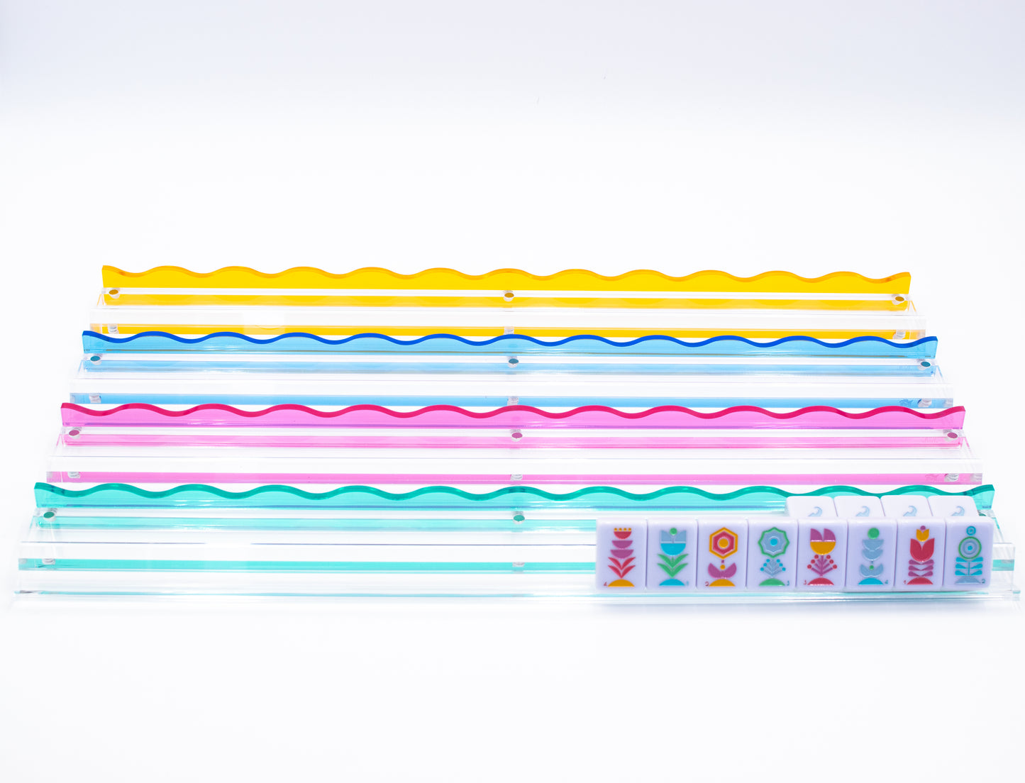 MAHJONG RACKS  |  Premium Acrylic  |  4 Racks + 4 Rectangular Pushers