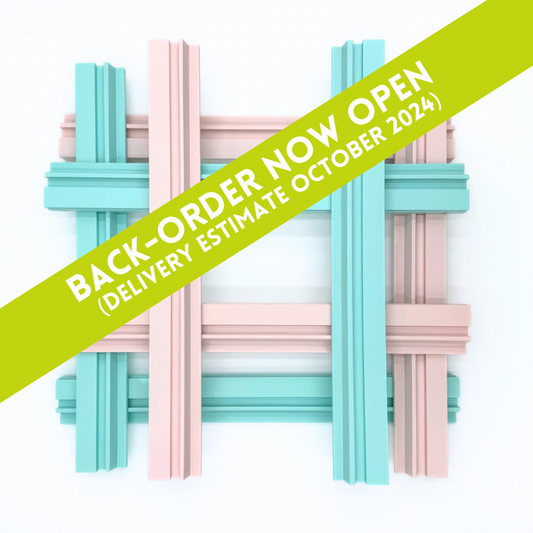 (BACK-ORDER NOW OPEN) Wooden, Painted Mahjong Racks  (20", Set of 4)  |  Blue/Green, White and Pink Sets  |  Strong Magnetic Attached Pusher