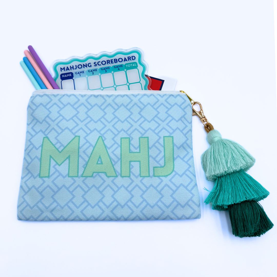 Mahjong Card & Accessory Bag  |  Fits Oversized League Cards & Mini 20mm Mahjong Tile Sets