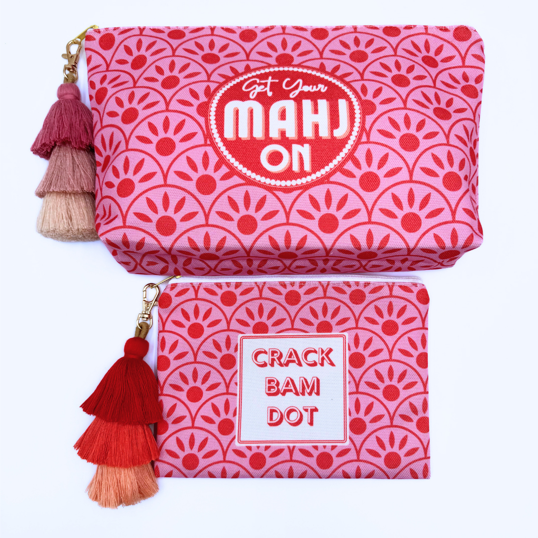 Mahjong Card & Accessory Bag |  Fits Oversized League Cards & Mini 20mm Mahjong Tile Sets