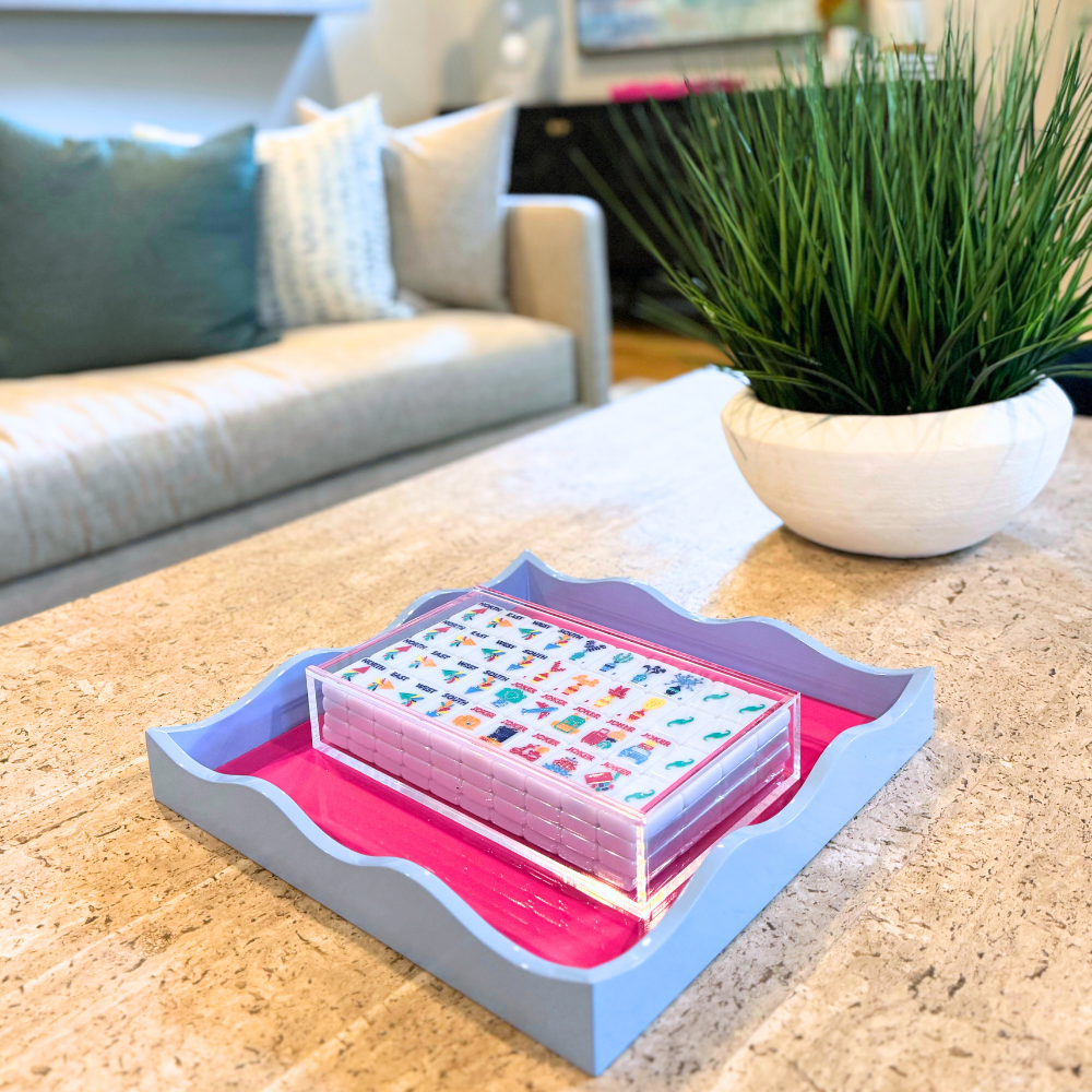 Lacquer Square Tray (2-Tone, 3 Color Combinations) |  13.75 x 13.75"  |  Bright, Colorful Addition to Any Interior Design