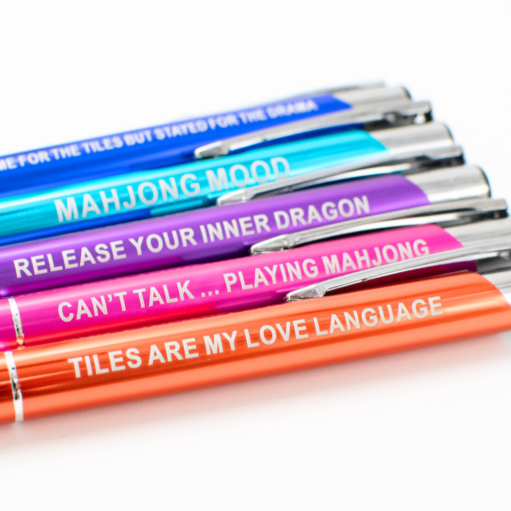 MAHJONG PEN SET  |  5 Colorful Pens with Funny Mahjong Sayings