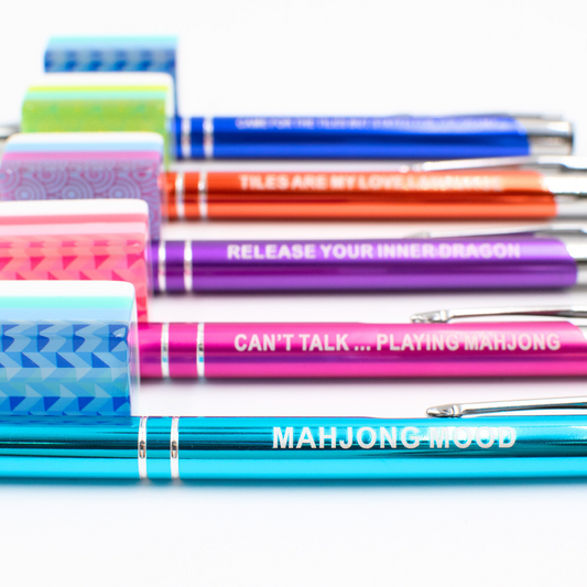 MAHJONG PEN SET  |  5 Colorful Pens with Funny Mahjong Sayings