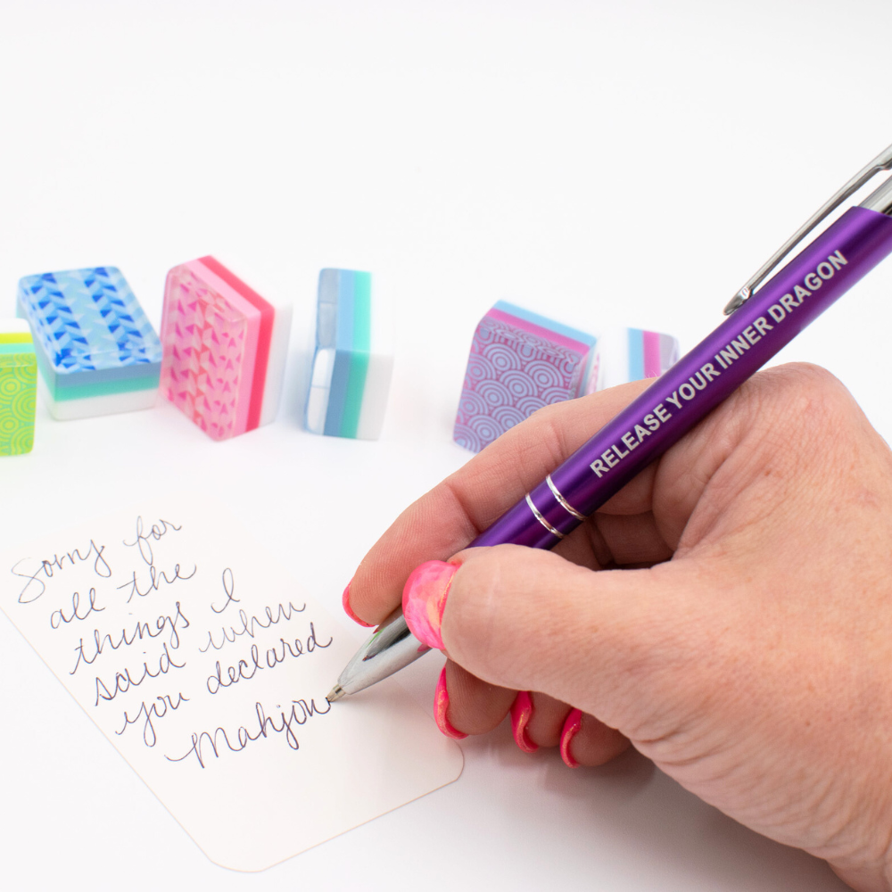 MAHJONG PEN SET  |  5 Colorful Pens with Funny Mahjong Sayings