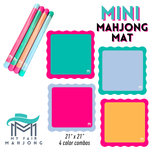 Mini Mahjong Mat (2 Color Combinations)  |  For Small & Travel Mah Jongg  |  Scalloped Edges & Bright Colors  |  21" x 21"