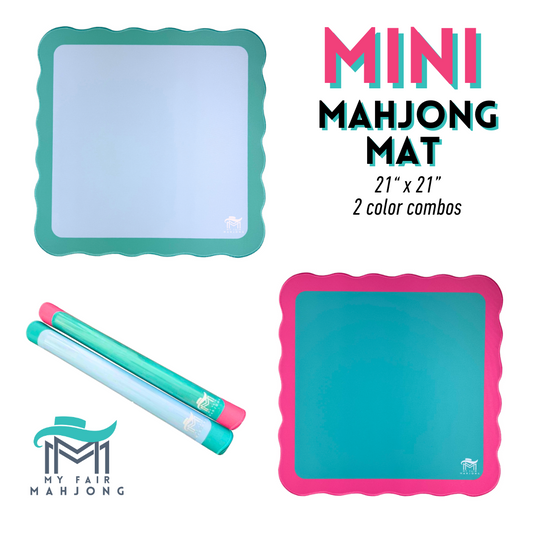 Mini Travel Mahjong Mats Scallop Edge Bright Colors Mahjongg Tablecover Blue Green Pink Orange