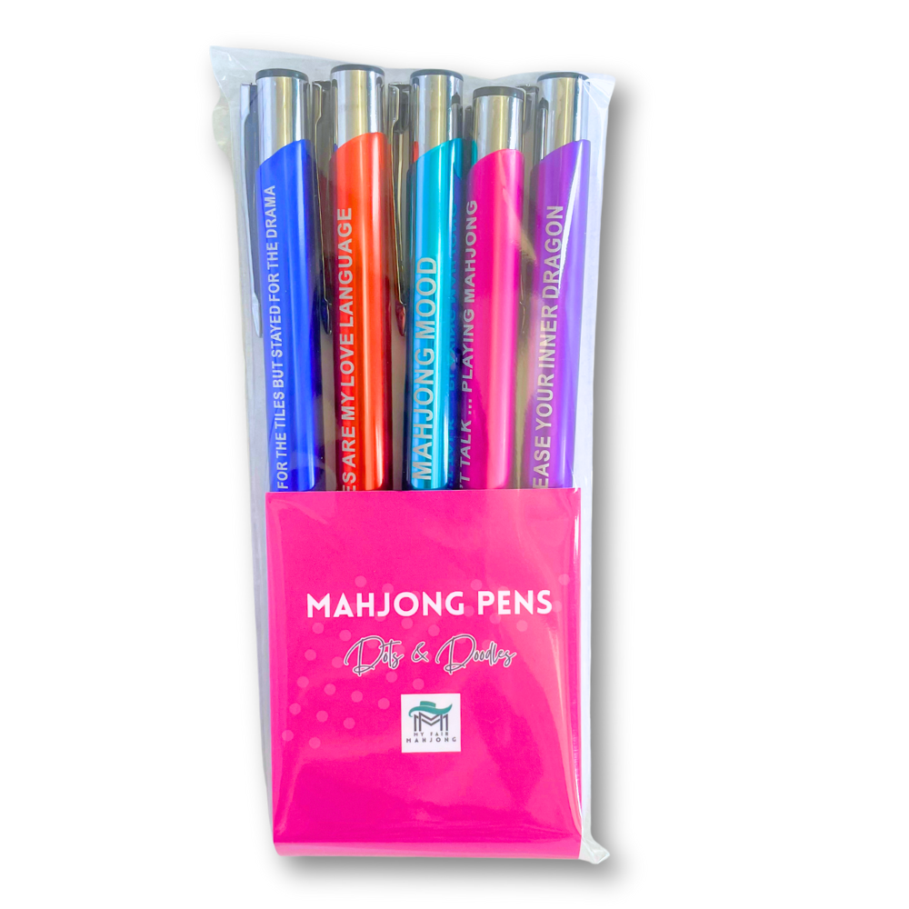MAHJONG PEN SET  |  5 Colorful Pens with Funny Mahjong Sayings