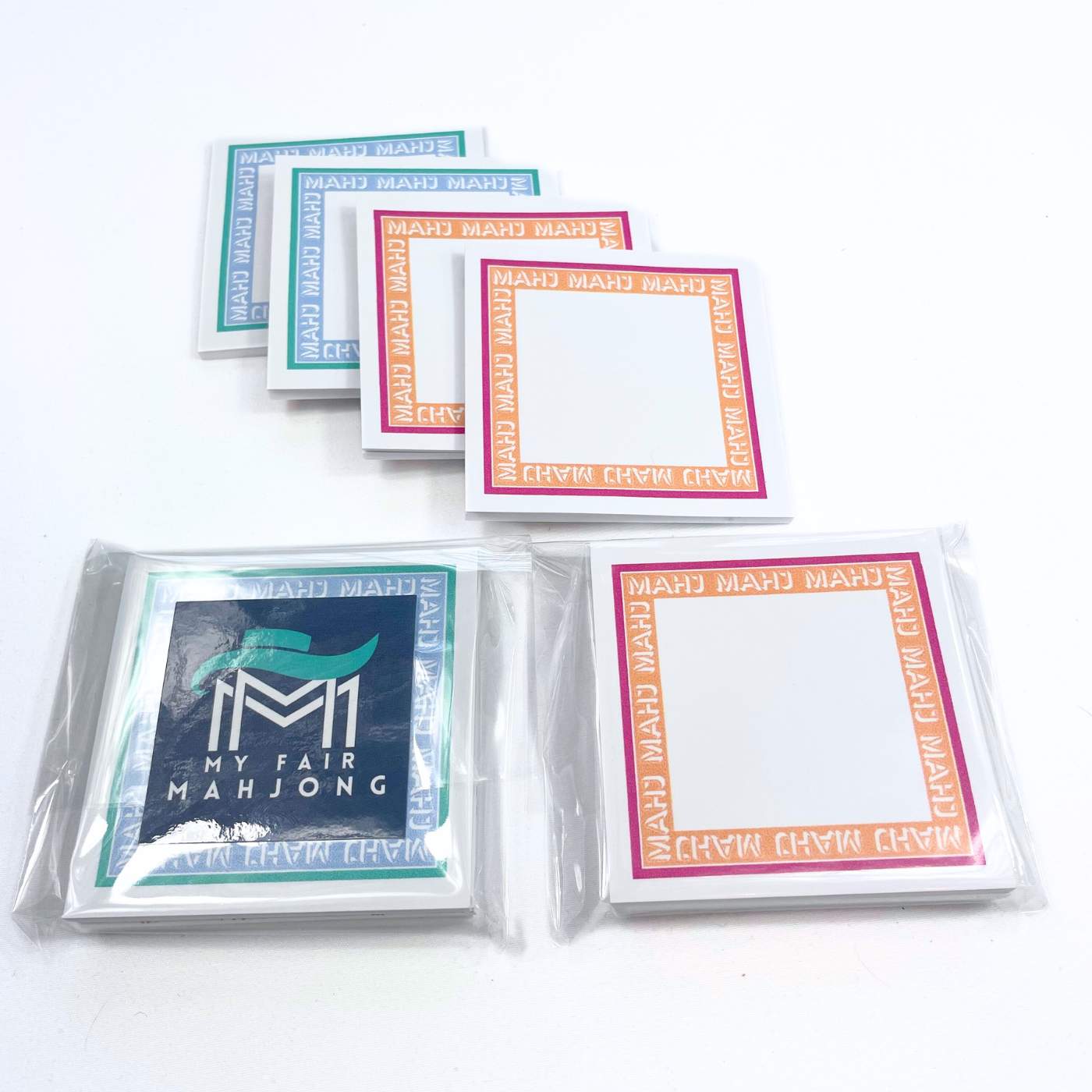 Mahjong Sticky Note Pads (Set of 4, 2 in each design) | Gift, Prize or Favor | Game, Party or Tournament