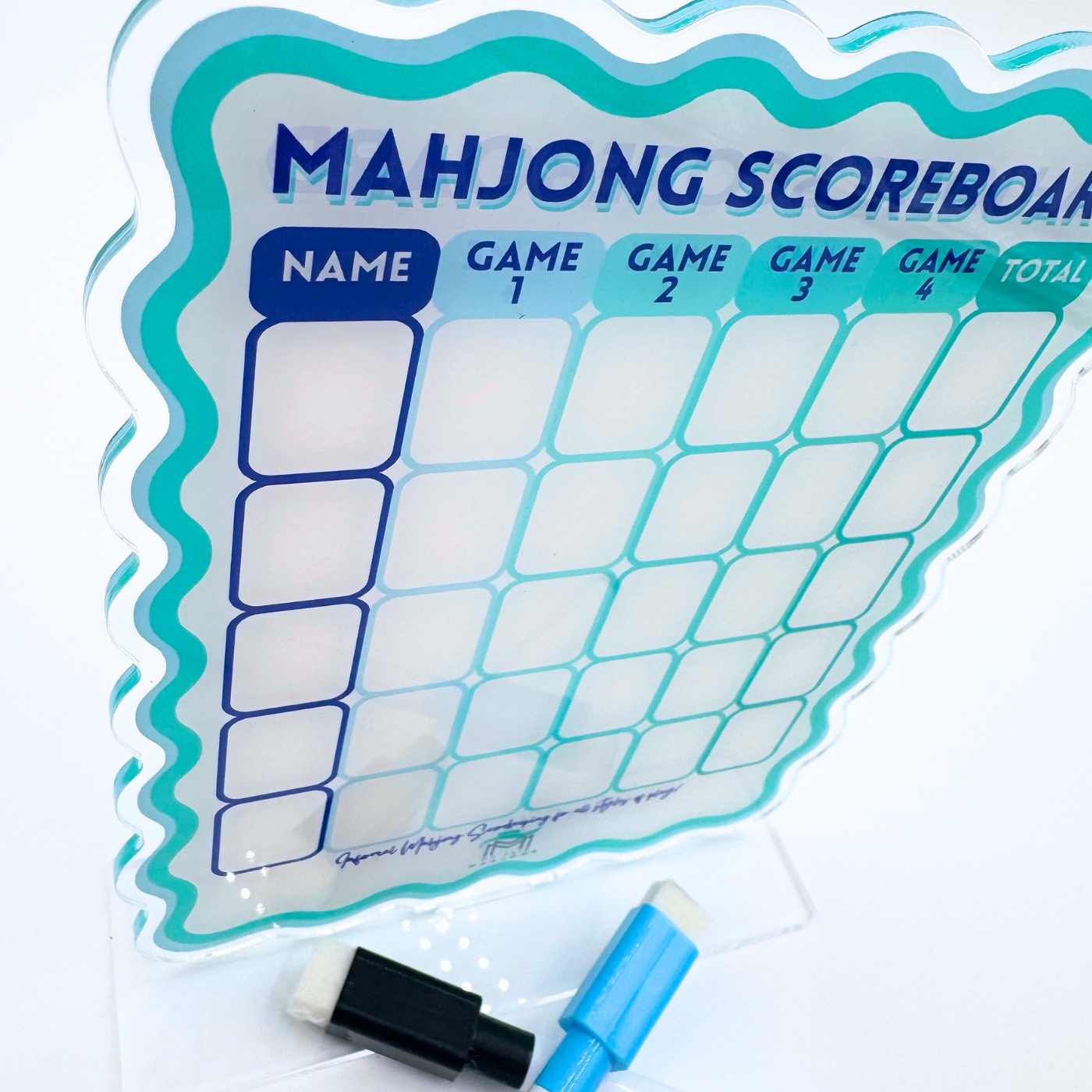 Mahjong Scoreboard to keep score tally coins quarters points for mah jongg pink orange blue green options dry erase (3)