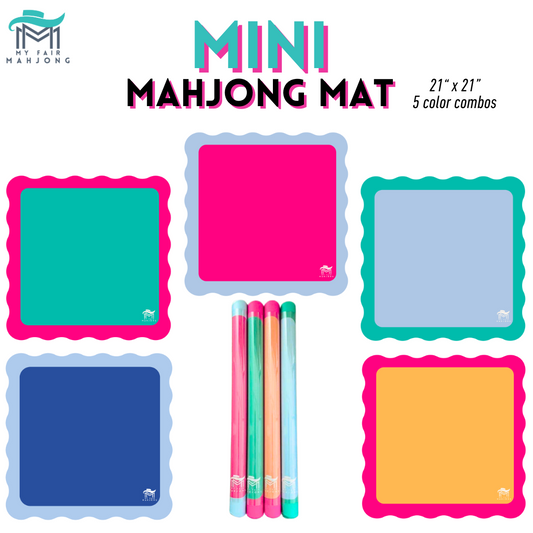 Mini Mahjong Mat (5 Color Combinations)  |  For Small & Travel Sets  |  Scalloped Edges & Bright Colors  |  21" x 21"