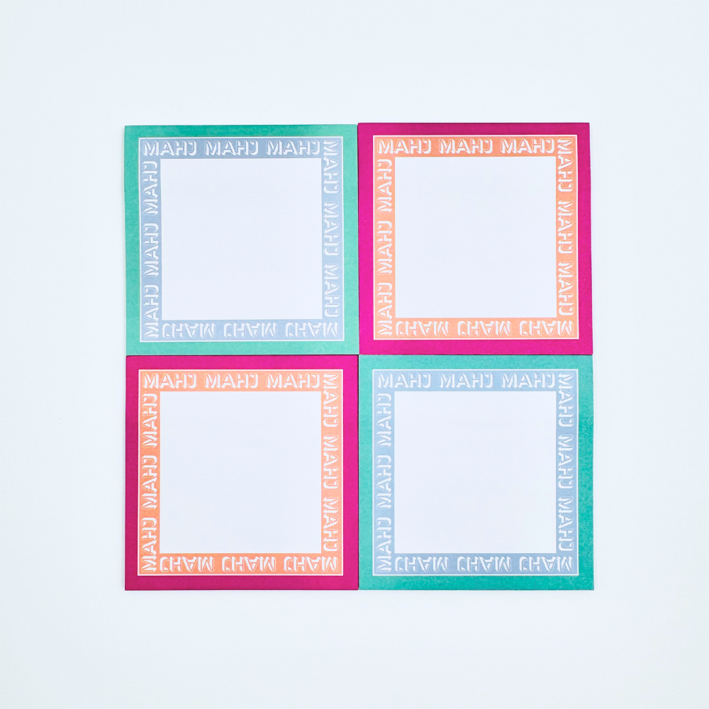 Mahjong Sticky Note Pads (Set of 4, 2 in each design) | Gift, Prize or Favor | Game, Party or Tournament