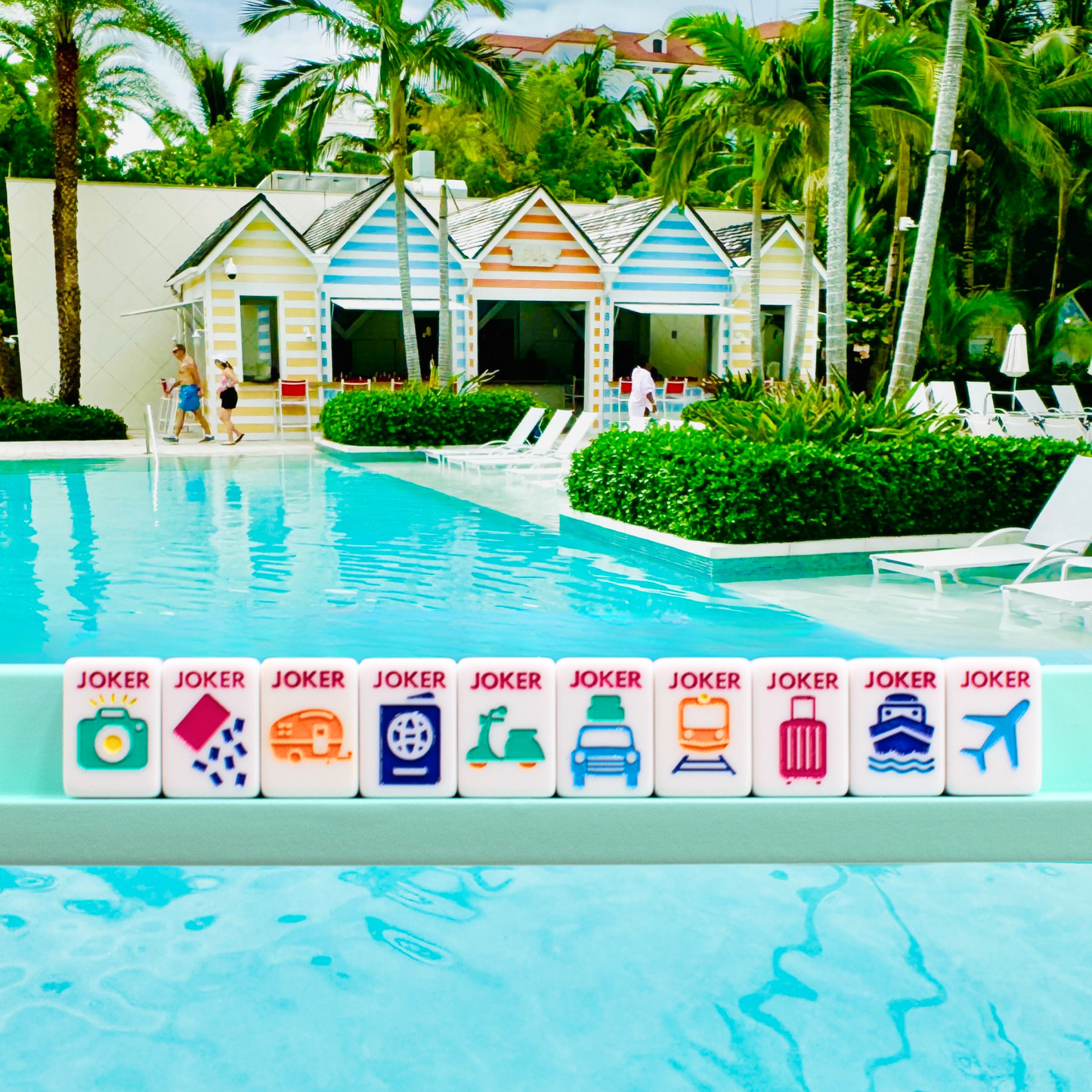 (BACK-ORDER) MINI ANYWHERE SERIES- White | Colorful Tiny Travel Mahjong Set