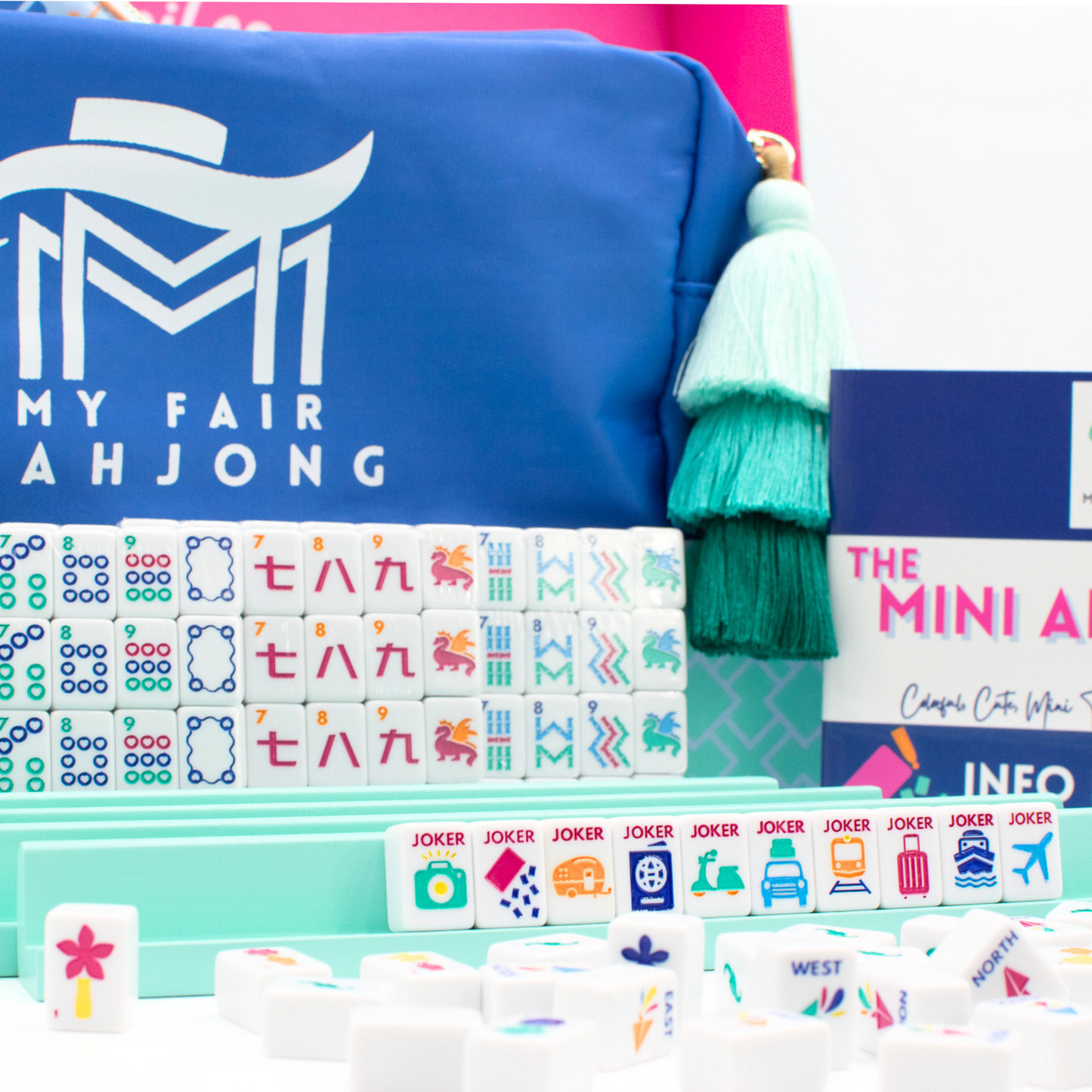(BACK-ORDER) MINI ANYWHERE SERIES- White | Colorful Tiny Travel Mahjong Set