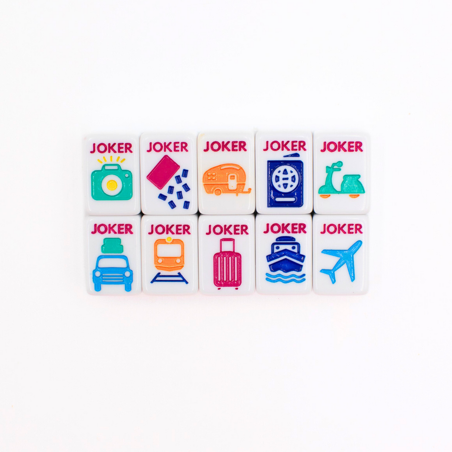 (BACK-ORDER) MINI ANYWHERE SERIES- White | Colorful Tiny Travel Mahjong Set