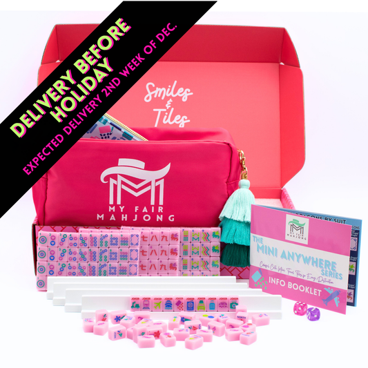 (BACKORDER- WILL ARRIVE BY HOLIDAY) MINI TRAVEL MAHJONG  |  Mini Anywhere Series  |  Pink