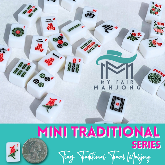 MINI TRADITIONAL SERIES | American Mahjong Set for Travel and Fun | Small Size (0.8"x0.5"x0.4") | Gift or On-the-Go Game.