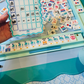 Mahjong Mat with Scalloped Edge in 4 bright color combinations Pink Blue Turquoise Green Orange- Mahjongg Mat Large Standard Tile Sets