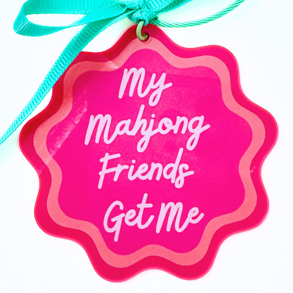 Ornament Keychain Bag Tag Gift Holiday or Mah Jongg Hostess Present Mahjong  with Scalloped edges and Bright Colors (2)