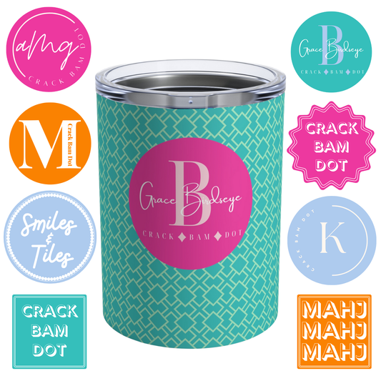 Personalized Mahjong Tumbler (10oz) | Mahjongg Gift or Game Night Style | Drinks are a Must with Mahj, so Make it Special!