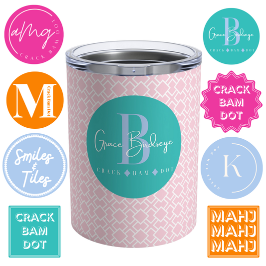 Personalized Mahjong Tumbler (10oz) | Mahjongg Gift or Game Night Style | Drinks are a Must with Mahj, so Make it Special!