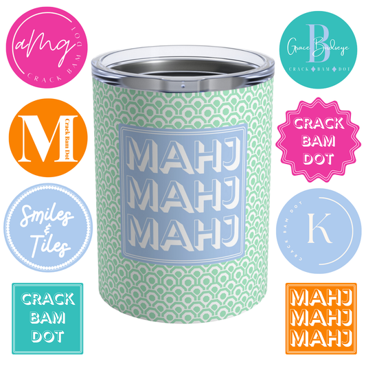 Personalized Mahjong Tumbler (10oz) | Mahjongg Gift or Game Night Style | Drinks are a Must with Mahj, so Make it Special!