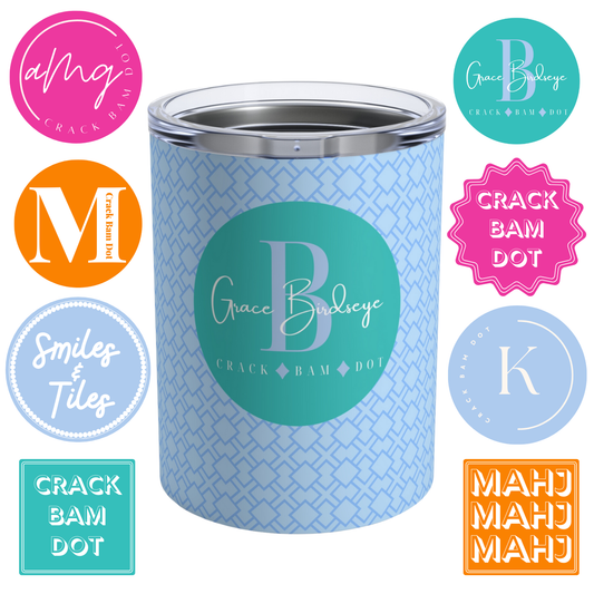 Personalized Mahjong Tumbler (10oz) | Mahjongg Gift or Game Night Style | Drinks are a Must with Mahj, so Make it Special!