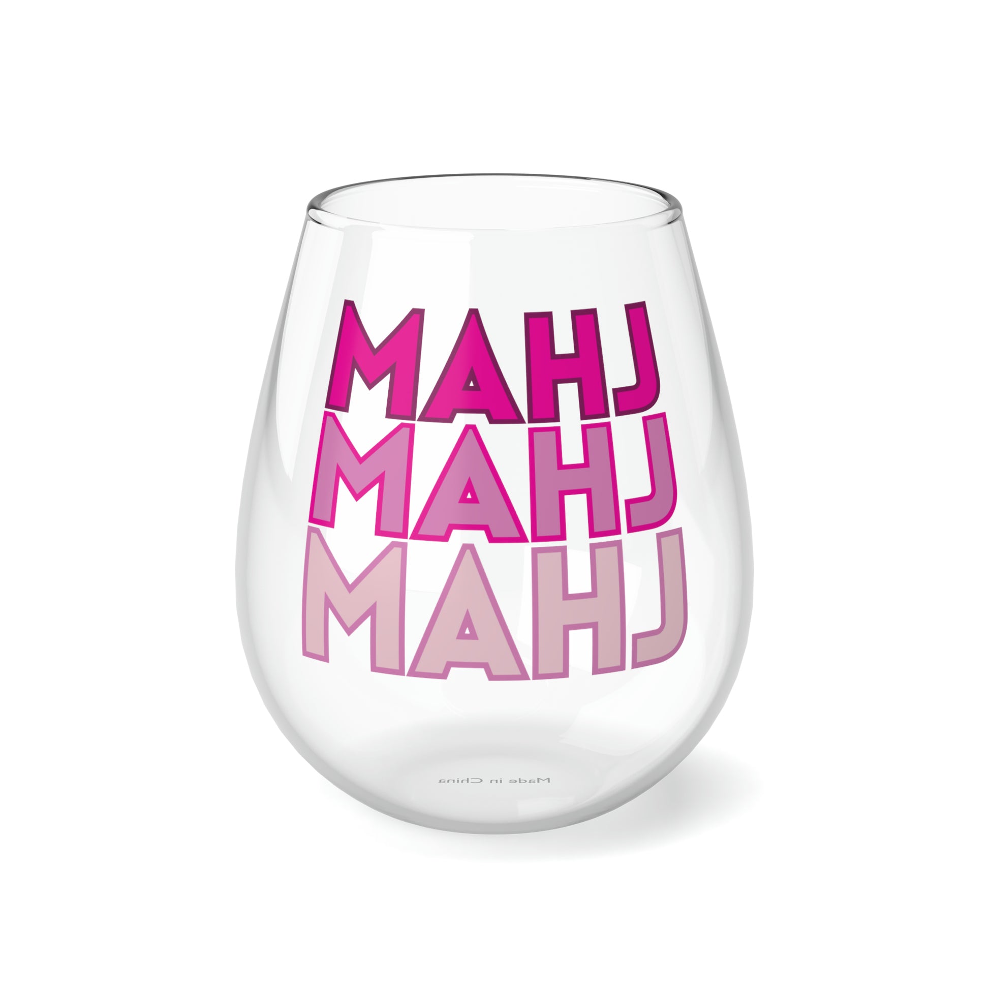 Mahjong Wine glasses Set of 4 Mahjongg Gift for MAHJ Party Game Tiles-Crack Bam Dot-Bright Colors Pink Blue Yellow Green Colors