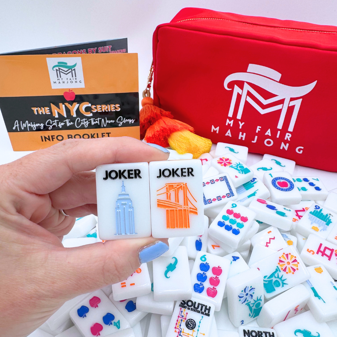 Mahjong NYC New York City Theme Mah Jongg Set with statue of liberty brooklyn bridge taxi central park broadway and more! 