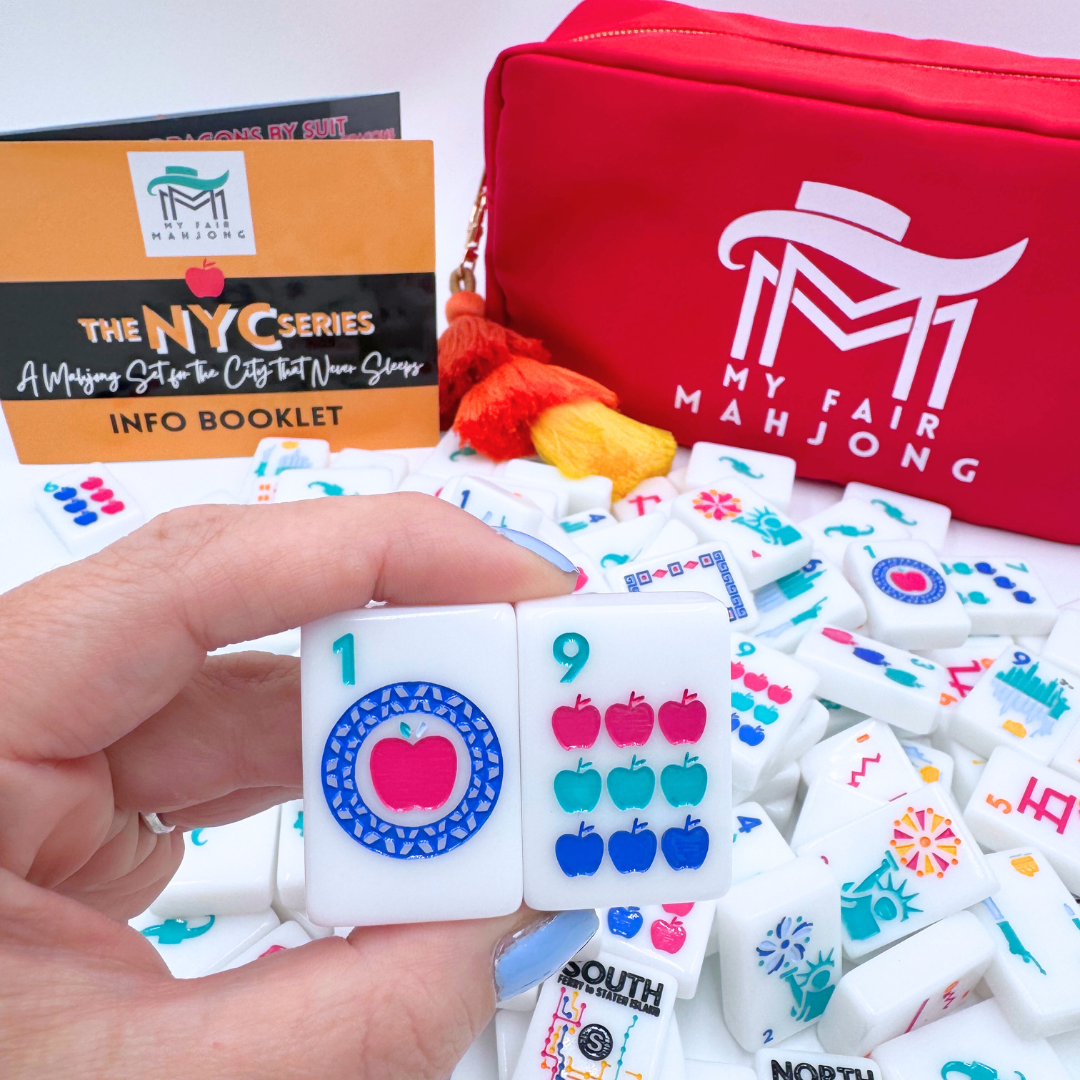 Mahjong NYC New York City Theme Mah Jongg Set with statue of liberty brooklyn bridge taxi central park broadway and more! 