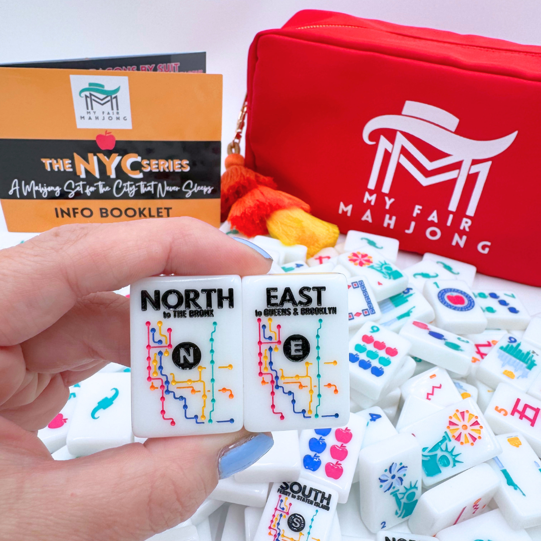 Mahjong NYC New York City Theme Mah Jongg Set with statue of liberty brooklyn bridge taxi central park broadway and more! 